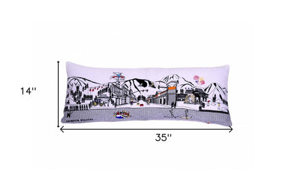 Dark Gray And White Jackson Nighttime Skyline Lumbar Decorative Pillow HomeRoots