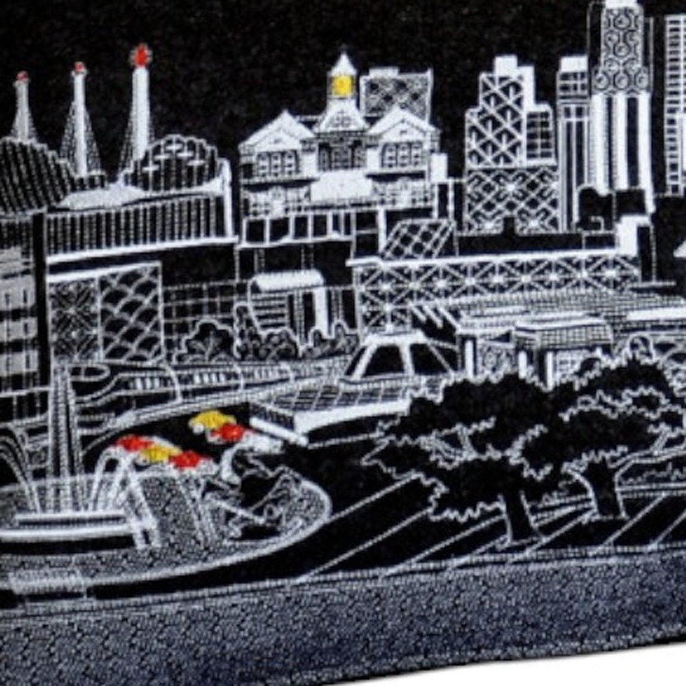 14" X 35" Dark Gray And White Lumbar Kansas City Nighttime Skyline Lumbar Decorative Pillow — view 3