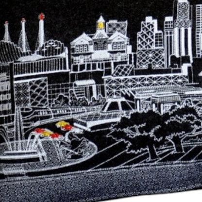 14" X 35" Dark Gray And White Lumbar Kansas City Nighttime Skyline Lumbar Decorative Pillow HomeRoots
