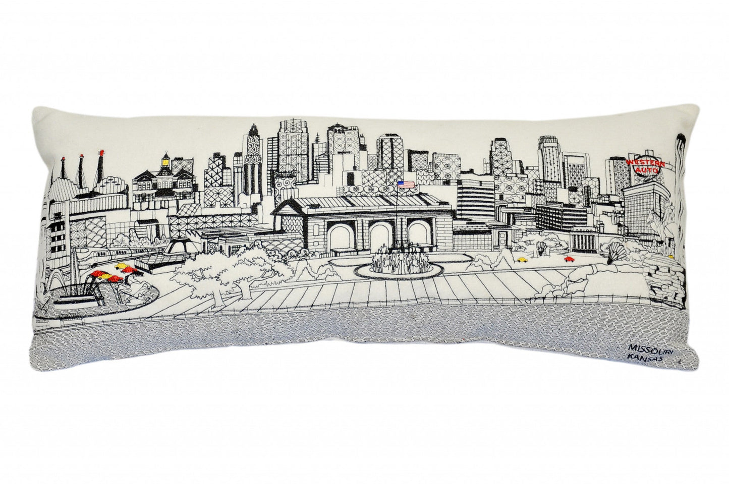 35" White Kansas City Daylight Skyline Lumbar Decorative Pillow FurniFindUSA