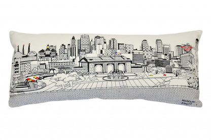 35" White Kansas City Daylight Skyline Lumbar Decorative Pillow FurniFindUSA