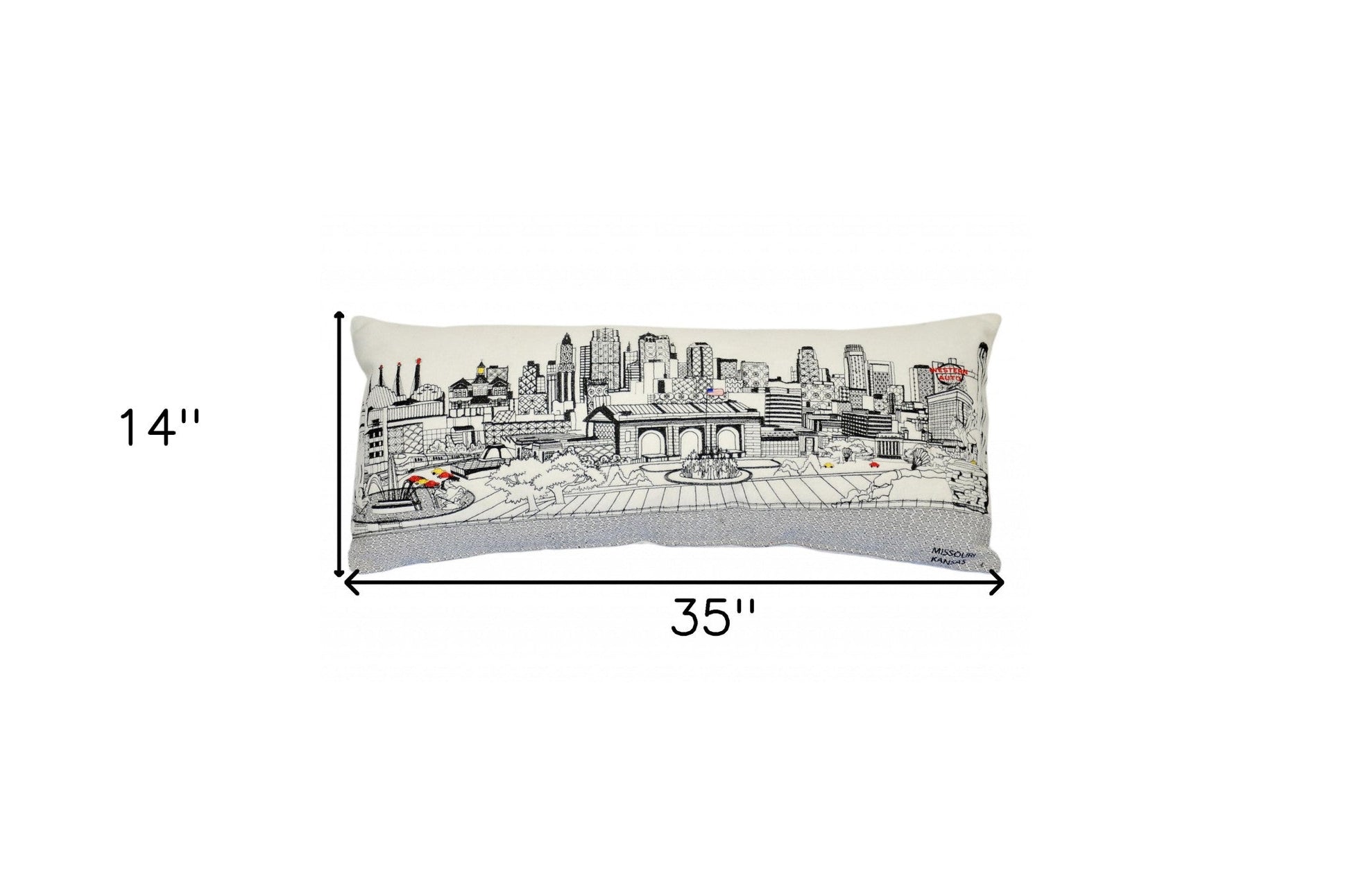 35" White Kansas City Daylight Skyline Lumbar Decorative Pillow FurniFindUSA
