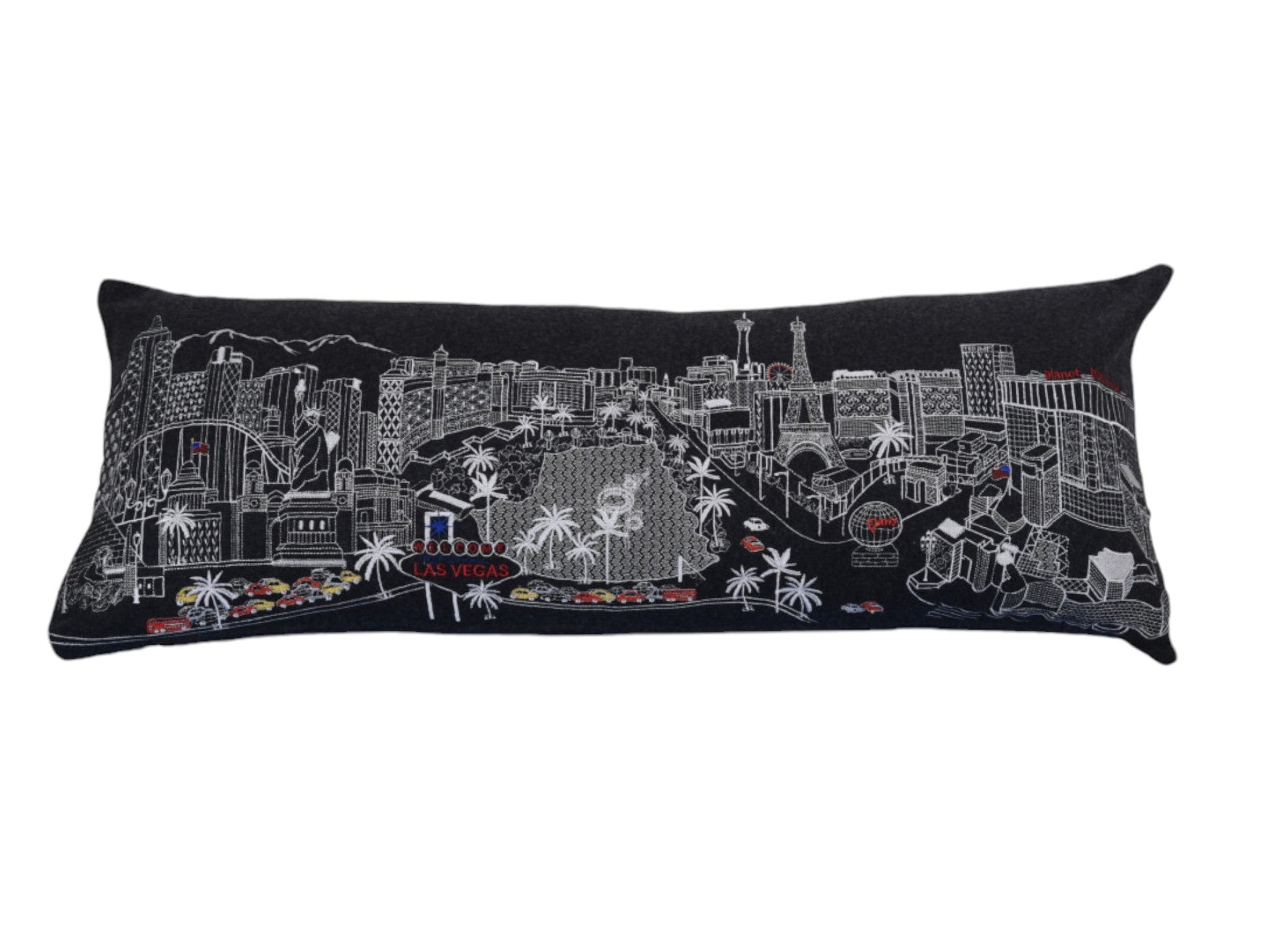 35" Black as Vegas Nighttime Skyline Lumbar Decorative Pillow FurniFindUSA