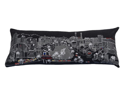 35" Black as Vegas Nighttime Skyline Lumbar Decorative Pillow FurniFindUSA