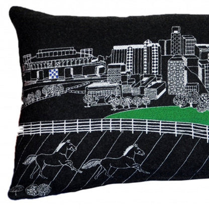 14" X 35" Dark Gray And White Lexington Nighttime Skyline Lumbar Decorative Pillow HomeRoots
