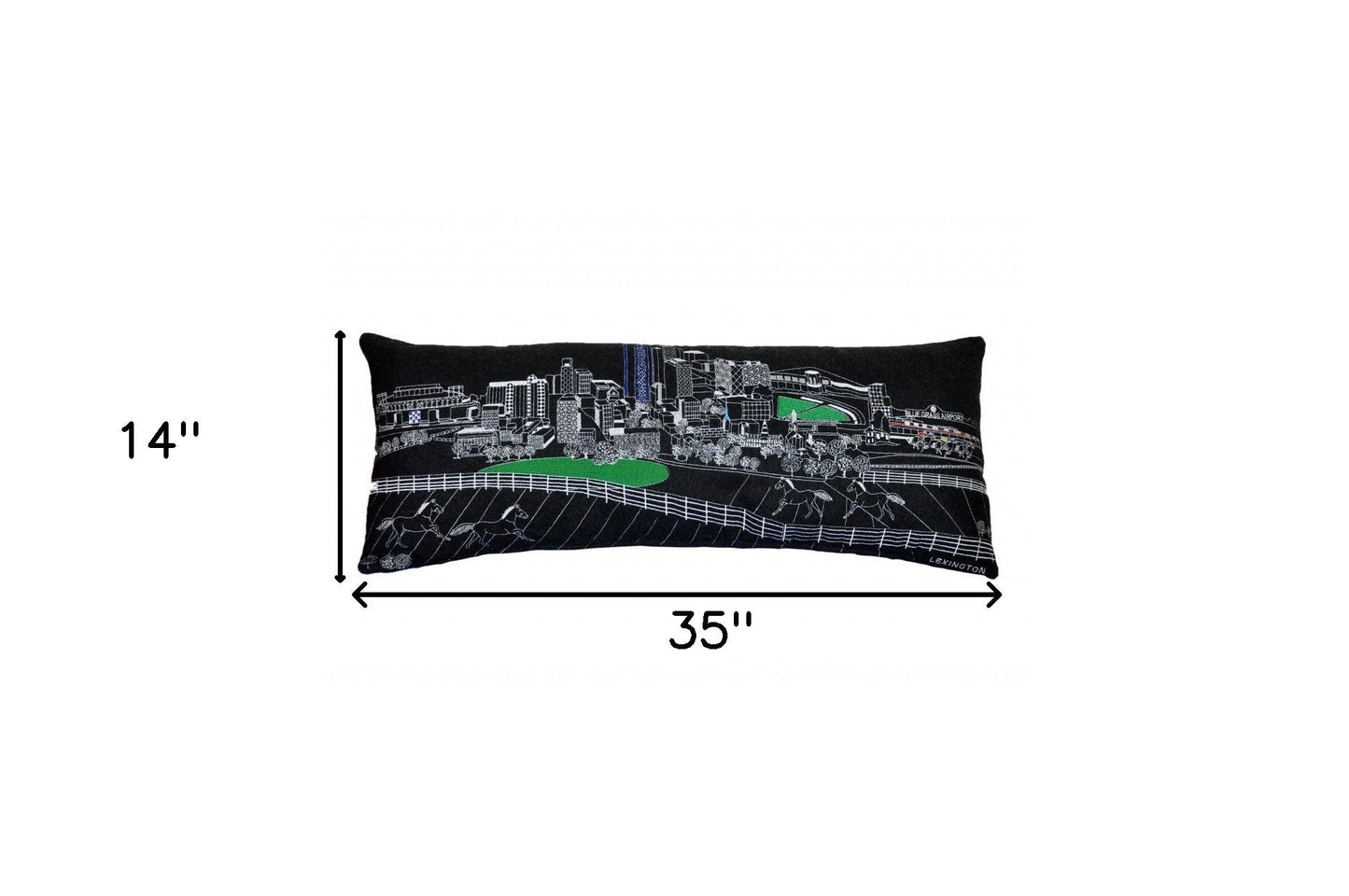 35" Black Lexington Nighttime Skyline Lumbar Decorative Pillow FurniFindUSA