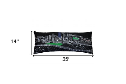 35" Black Lexington Nighttime Skyline Lumbar Decorative Pillow FurniFindUSA
