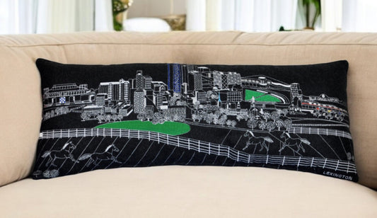 35" Black Lexington Nighttime Skyline Lumbar Decorative Pillow FurniFindUSA
