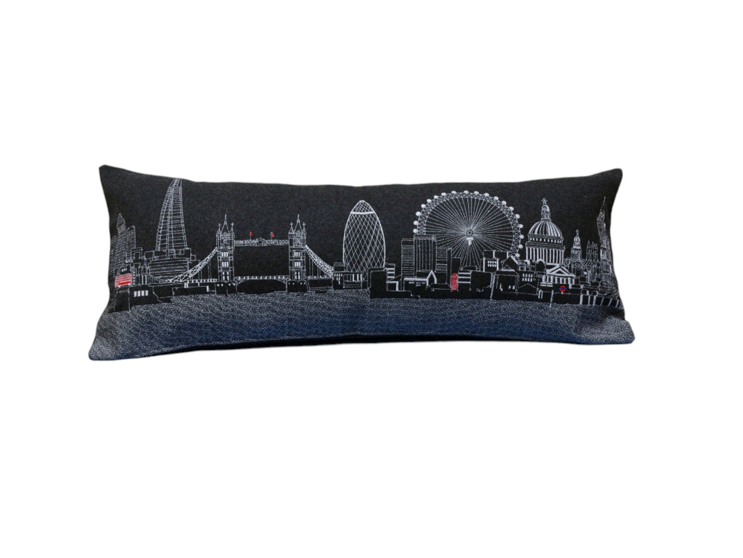 35" Black London Nighttime Skyline Lumbar Decorative Pillow FurniFindUSA