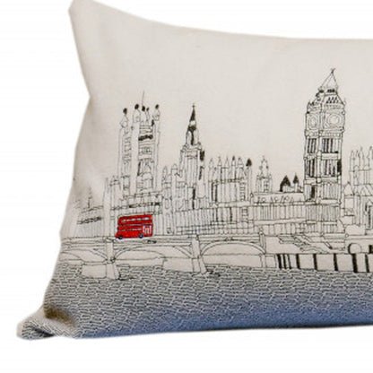 35" White London Daylight Skyline Lumbar Decorative Pillow FurniFindUSA