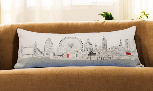 35" White London Daylight Skyline Lumbar Decorative Pillow FurniFindUSA