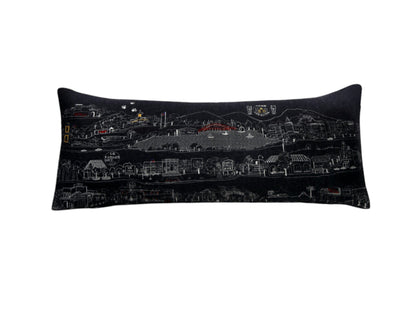 35" Black Los Gatos Nighttime Skyline Lumbar Decorative Pillow FurniFindUSA