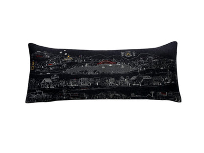 14" X 35" Dark Gray And White Los Gatos Nighttime Skyline Lumbar Decorative Pillow HomeRoots