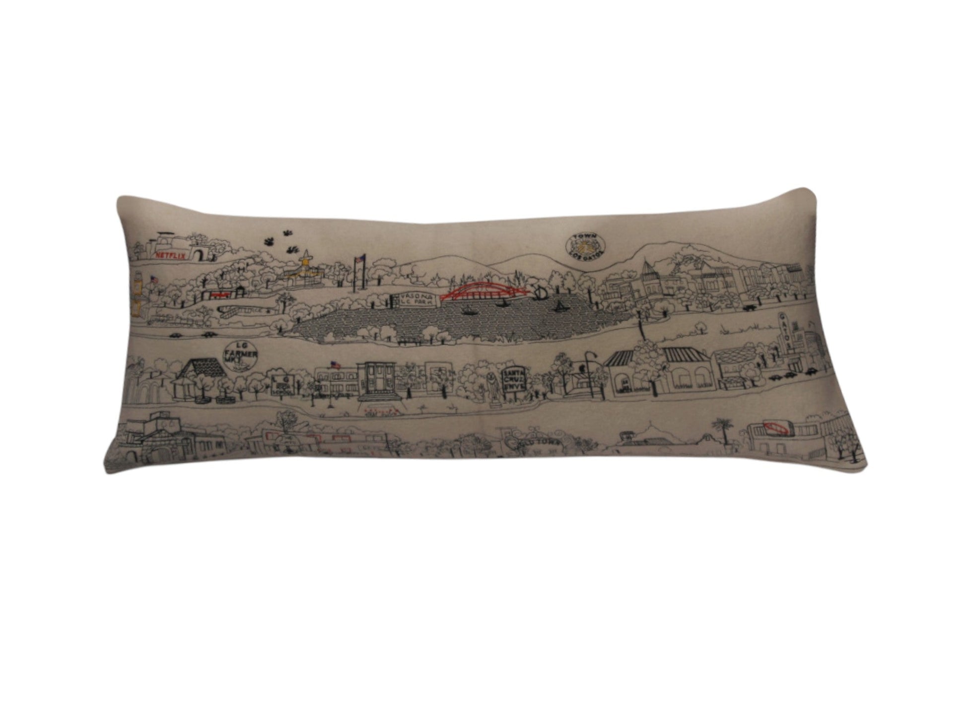 35" White Los Gatos Daylight Skyline Lumbar Decorative Pillow FurniFindUSA