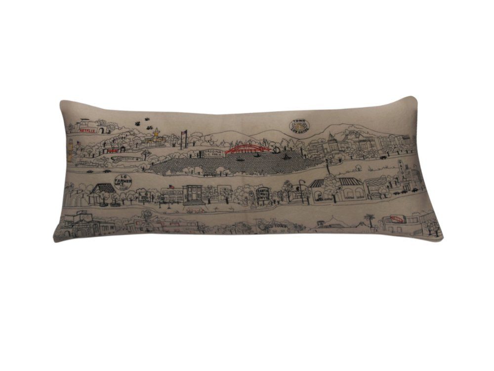 14" X 35" Dark Gray And White Los Gatos Nighttime Skyline Lumbar Decorative Pillow HomeRoots