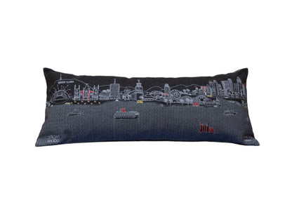 14" X 35" Dark Gray And White Los Angeles Nighttime Skyline Lumbar Decorative Pillow HomeRoots