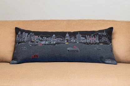 35" Black Los Angeles Nighttime Skyline Lumbar Decorative Pillow FurniFindUSA