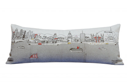 35" White Los Angeles Daylight Skyline Lumbar Decorative Pillow FurniFindUSA