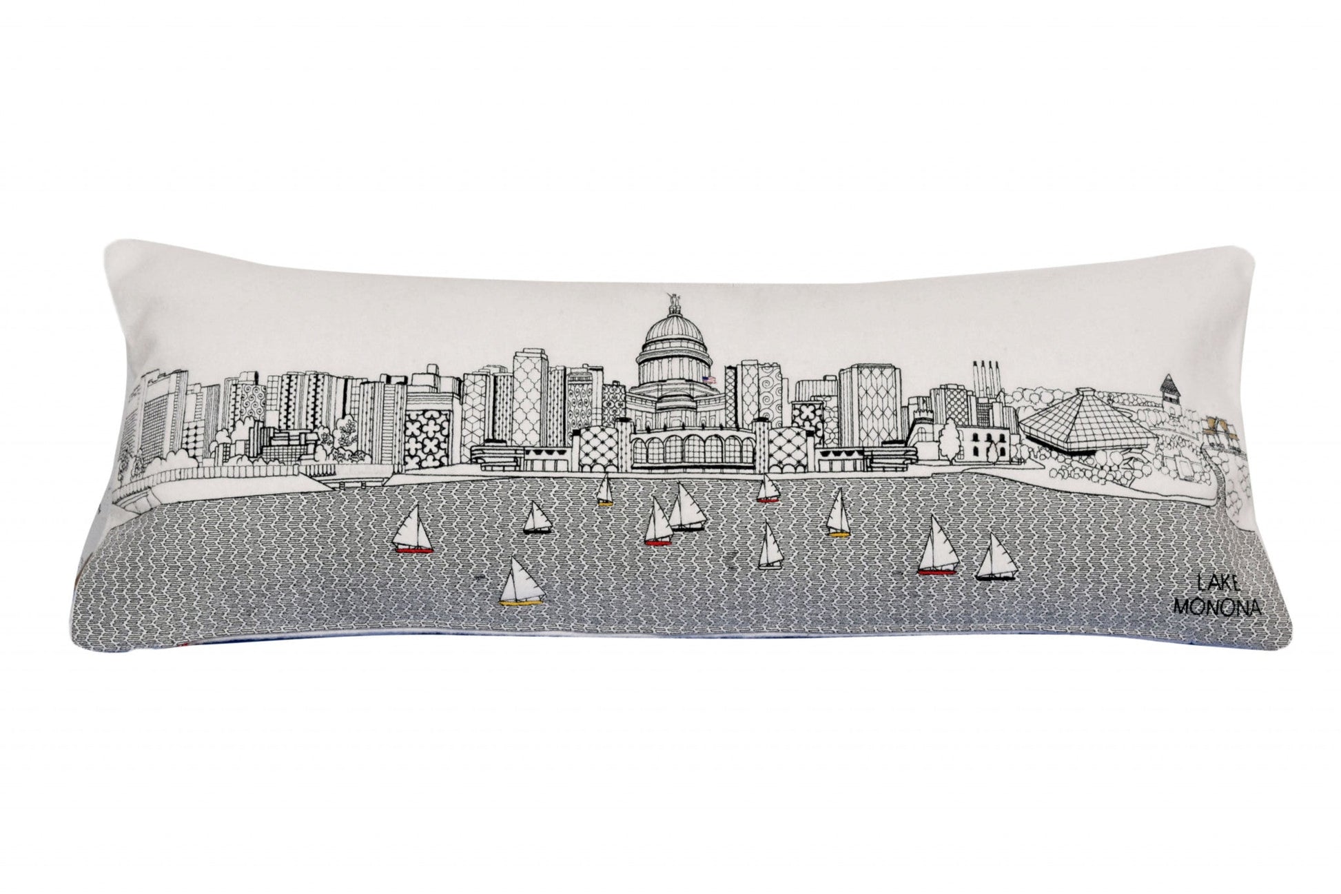 35" White Madison Daylight Skyline Lumbar Decorative Pillow FurniFindUSA