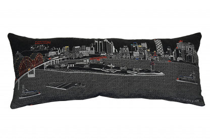35" Black Memphis Nighttime Skyline Lumbar Decorative Pillow FurniFindUSA