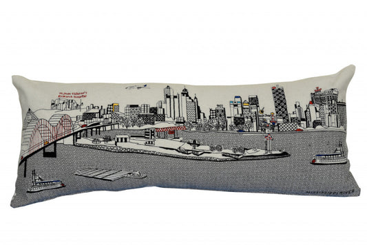35" White Memphis Daylight Skyline Lumbar Decorative Pillow FurniFindUSA