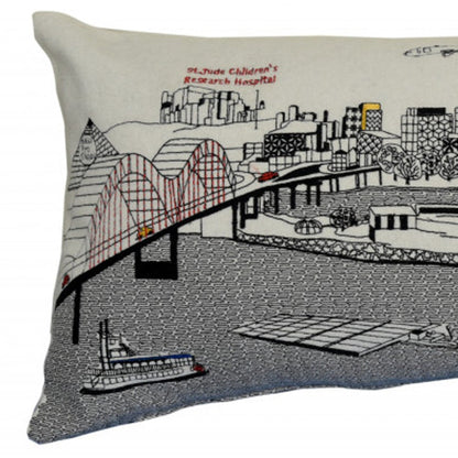 35" White Memphis Daylight Skyline Lumbar Decorative Pillow FurniFindUSA