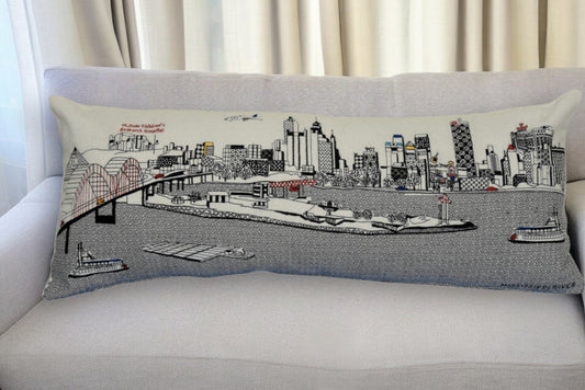 35" White Memphis Daylight Skyline Lumbar Decorative Pillow FurniFindUSA