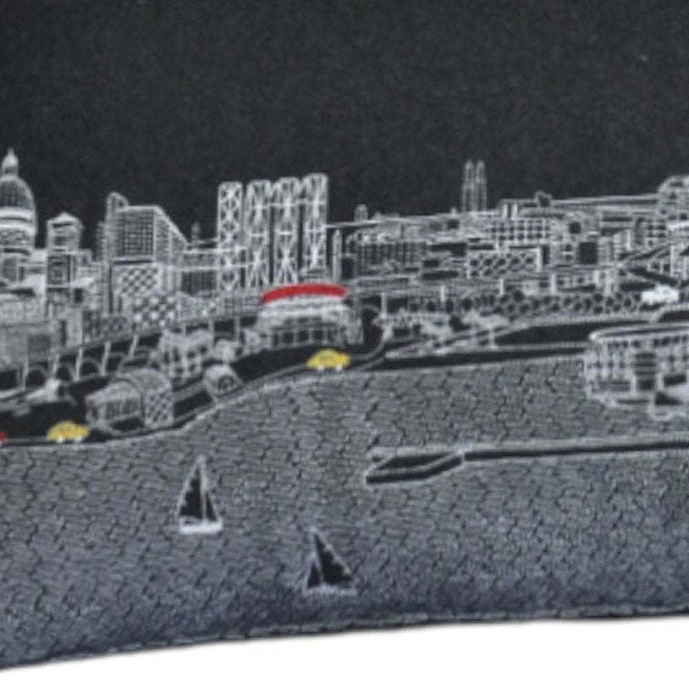 14" X 35" Dark Gray And White Milwaukee Nighttime Skyline Lumbar Decorative Pillow — view 4