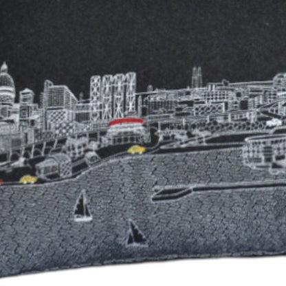 14" X 35" Dark Gray And White Milwaukee Nighttime Skyline Lumbar Decorative Pillow HomeRoots