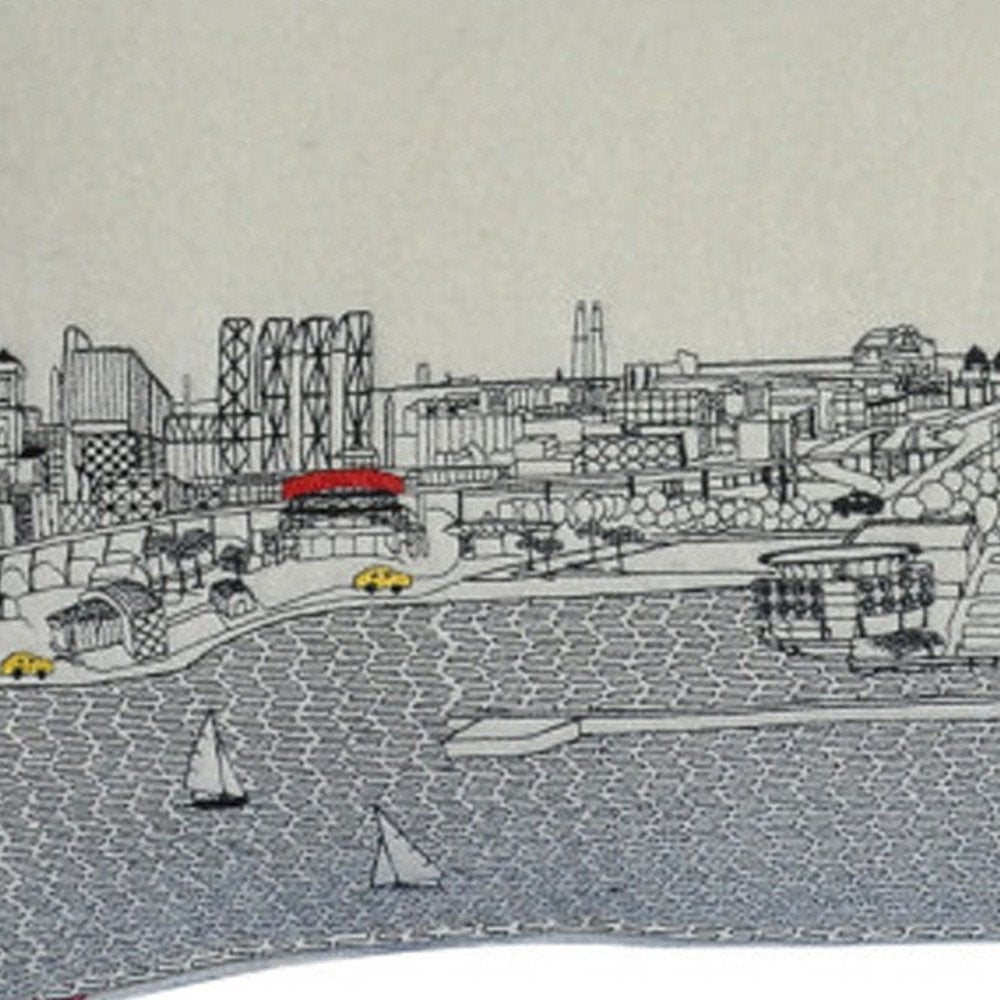14" X 35" Dark Gray And White Milwaukee Nighttime Skyline Lumbar Decorative Pillow HomeRoots