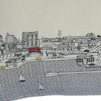 14" X 35" Dark Gray And White Milwaukee Nighttime Skyline Lumbar Decorative Pillow HomeRoots