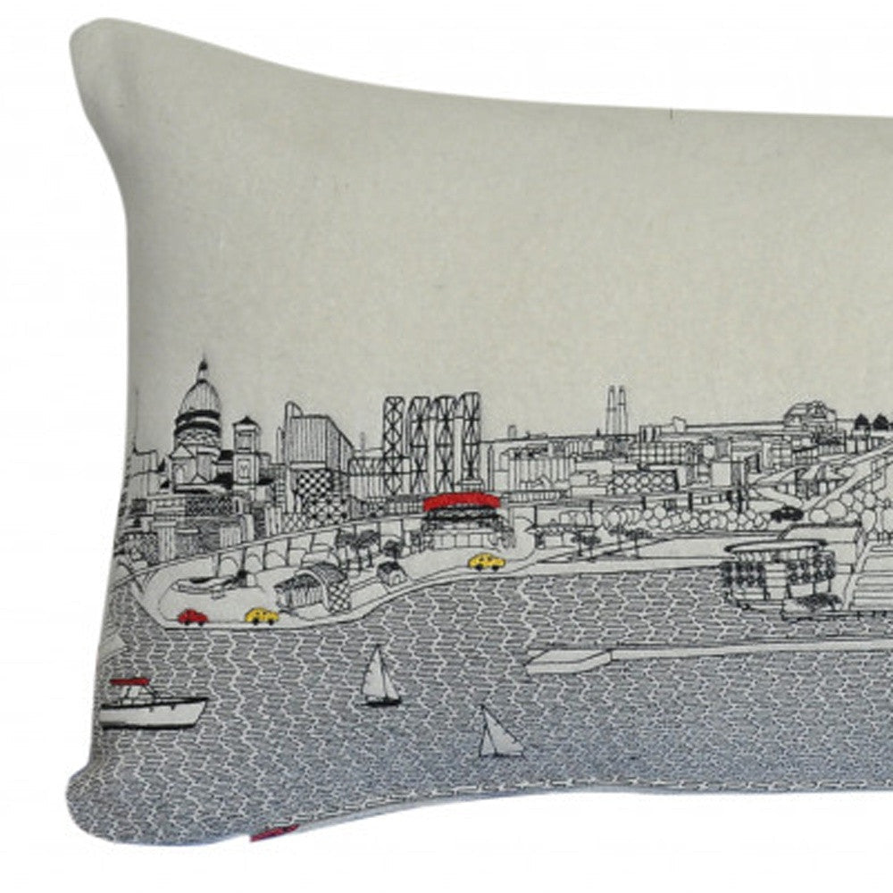 35" White Milwaukee Daylight Skyline Lumbar Decorative Pillow FurniFindUSA