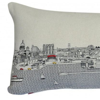 35" White Milwaukee Daylight Skyline Lumbar Decorative Pillow FurniFindUSA