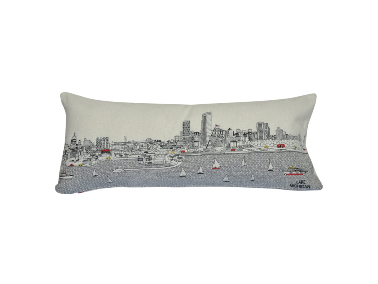 35" White Milwaukee Daylight Skyline Lumbar Decorative Pillow FurniFindUSA