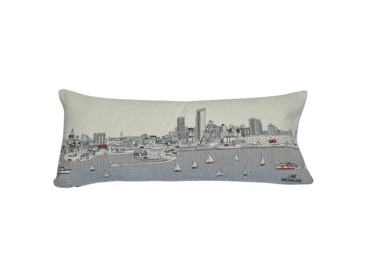 35" White Milwaukee Daylight Skyline Lumbar Decorative Pillow FurniFindUSA