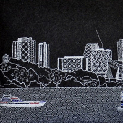 14" X 35" Dark Gray And White Minneapolis Nighttime Skyline Lumbar Decorative Pillow HomeRoots