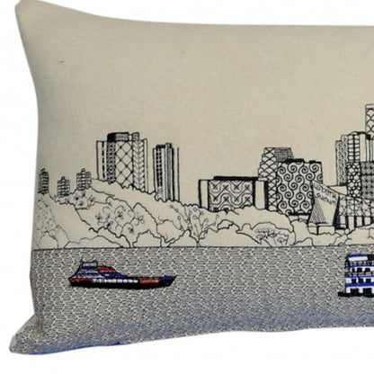 35" White Minneapolis Daylight Skyline Lumbar Decorative Pillow FurniFindUSA