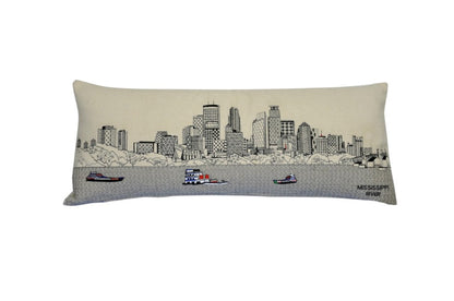 35" White Minneapolis Daylight Skyline Lumbar Decorative Pillow FurniFindUSA