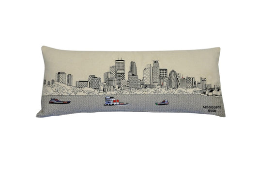 35" White Minneapolis Daylight Skyline Lumbar Decorative Pillow FurniFindUSA