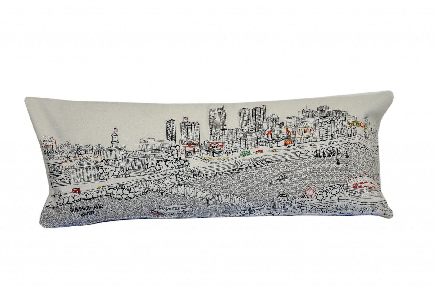 35" White Nashville Daylight Skyline Lumbar Decorative Pillow FurniFindUSA