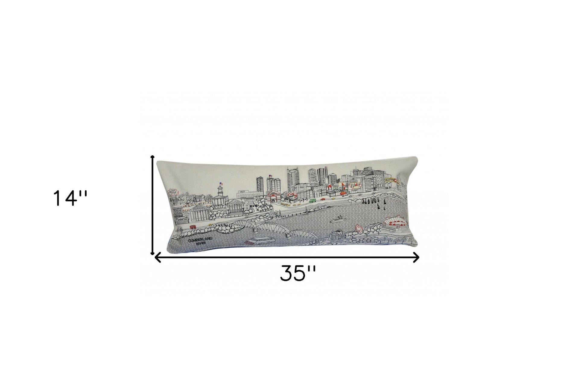 35" White Nashville Daylight Skyline Lumbar Decorative Pillow FurniFindUSA
