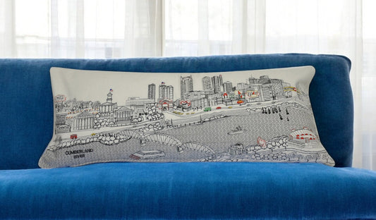 35" White Nashville Daylight Skyline Lumbar Decorative Pillow FurniFindUSA