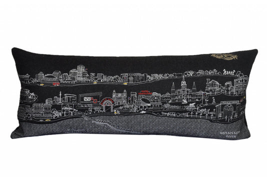 35" Black New Orleans Nighttime Skyline Lumbar Decorative Pillow FurniFindUSA