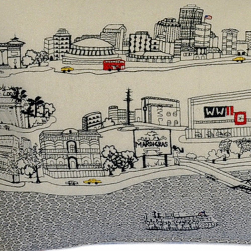 14" X 35" Dark Gray And White New Orleans Nighttime Skyline Lumbar Decorative Pillow — view 8