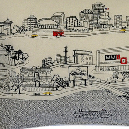 14" X 35" Dark Gray And White New Orleans Nighttime Skyline Lumbar Decorative Pillow HomeRoots