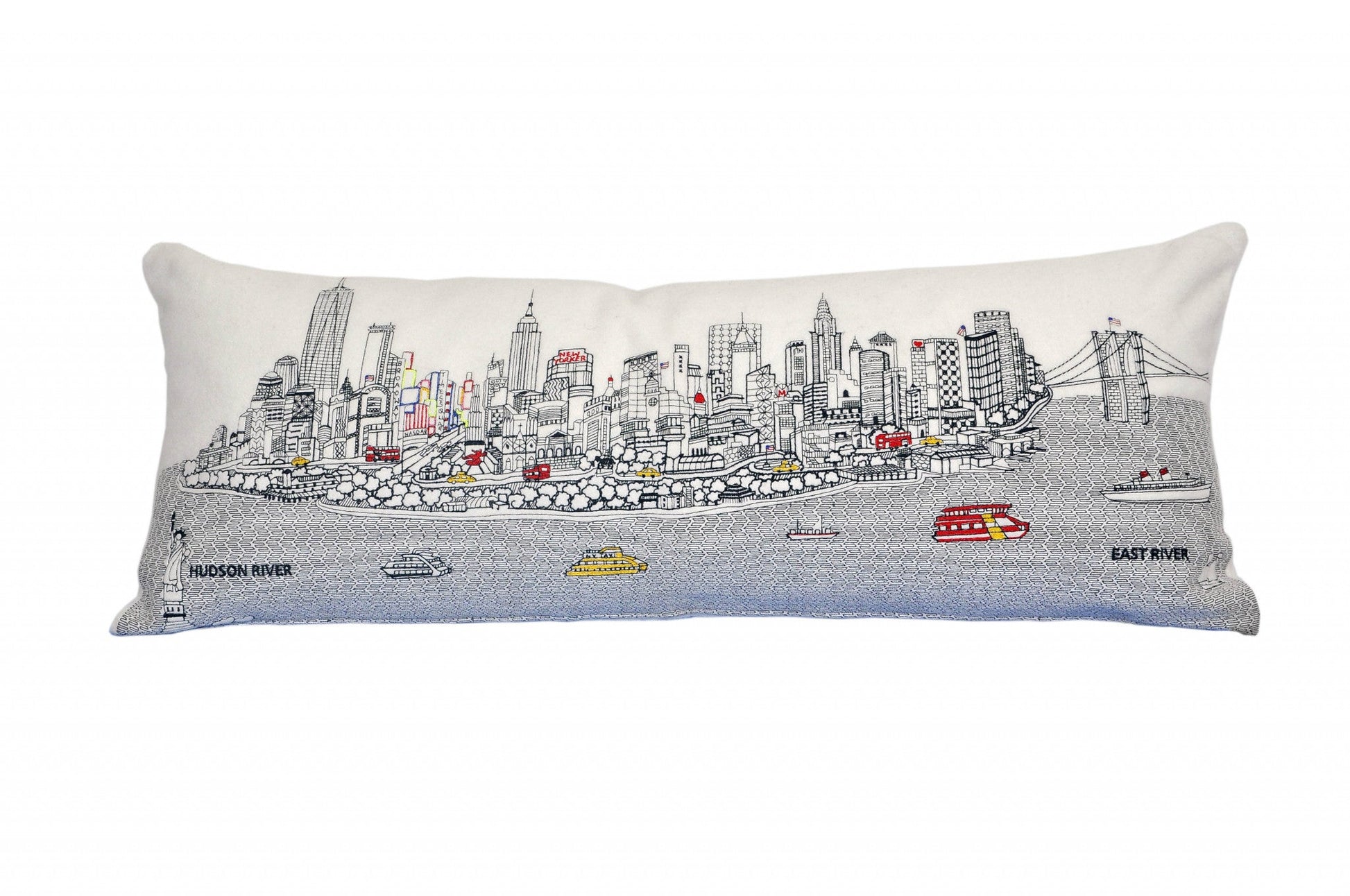 35" White NYC Daylight Skyline Lumbar Decorative Pillow FurniFindUSA