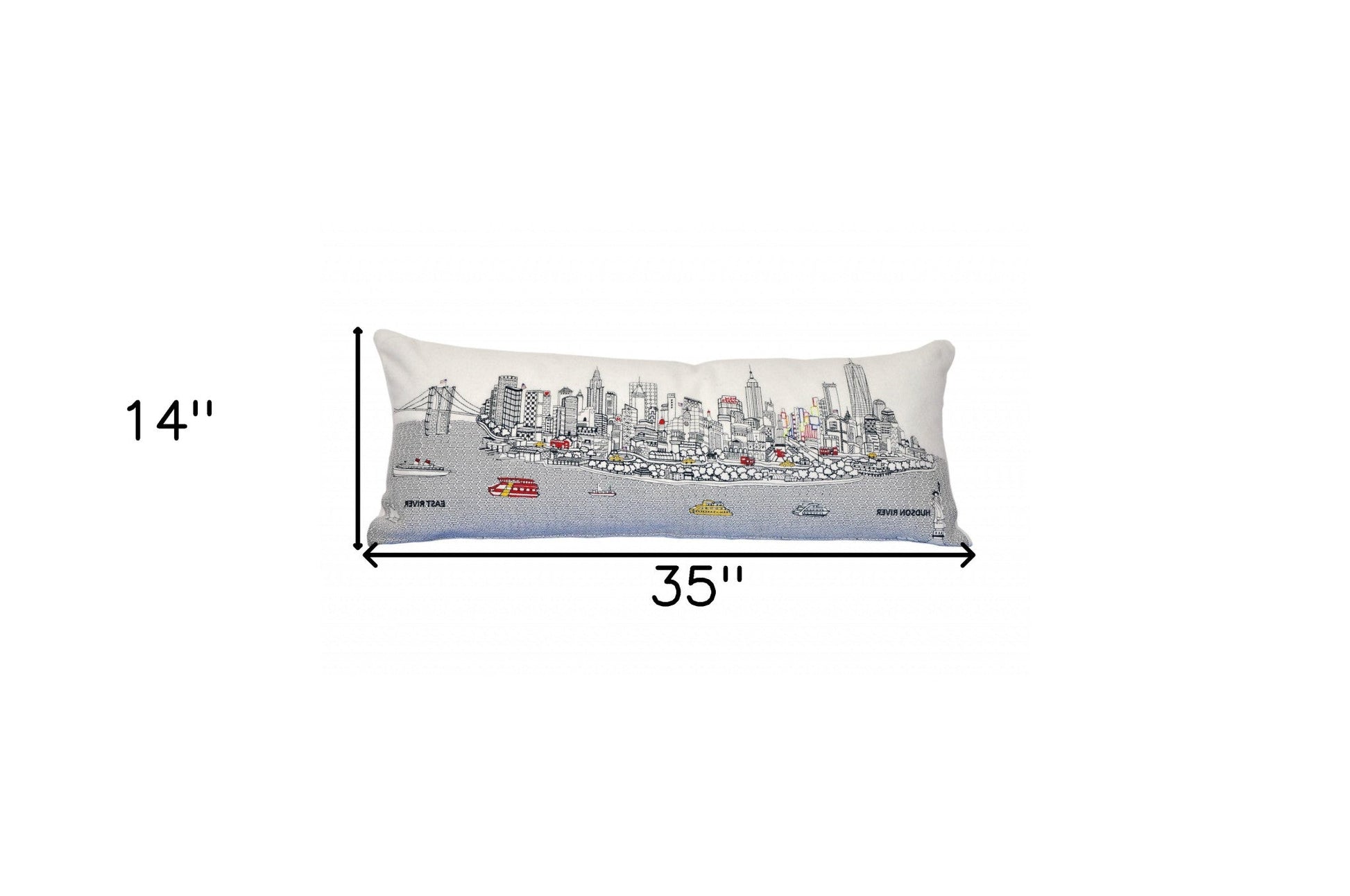 35" White NYC Daylight Skyline Lumbar Decorative Pillow FurniFindUSA