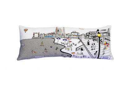 35" White Ocean City MD Daylight Skyline Lumbar Decorative Pillow FurniFindUSA