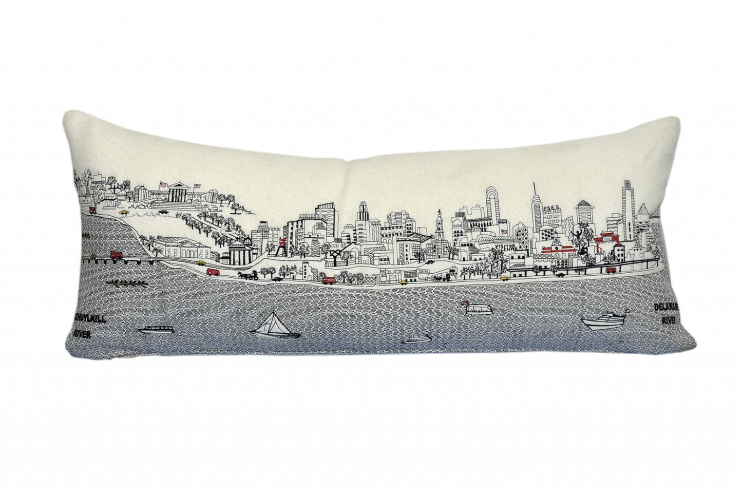 35" White Philadelphia Daylight Skyline Lumbar Decorative Pillow FurniFindUSA