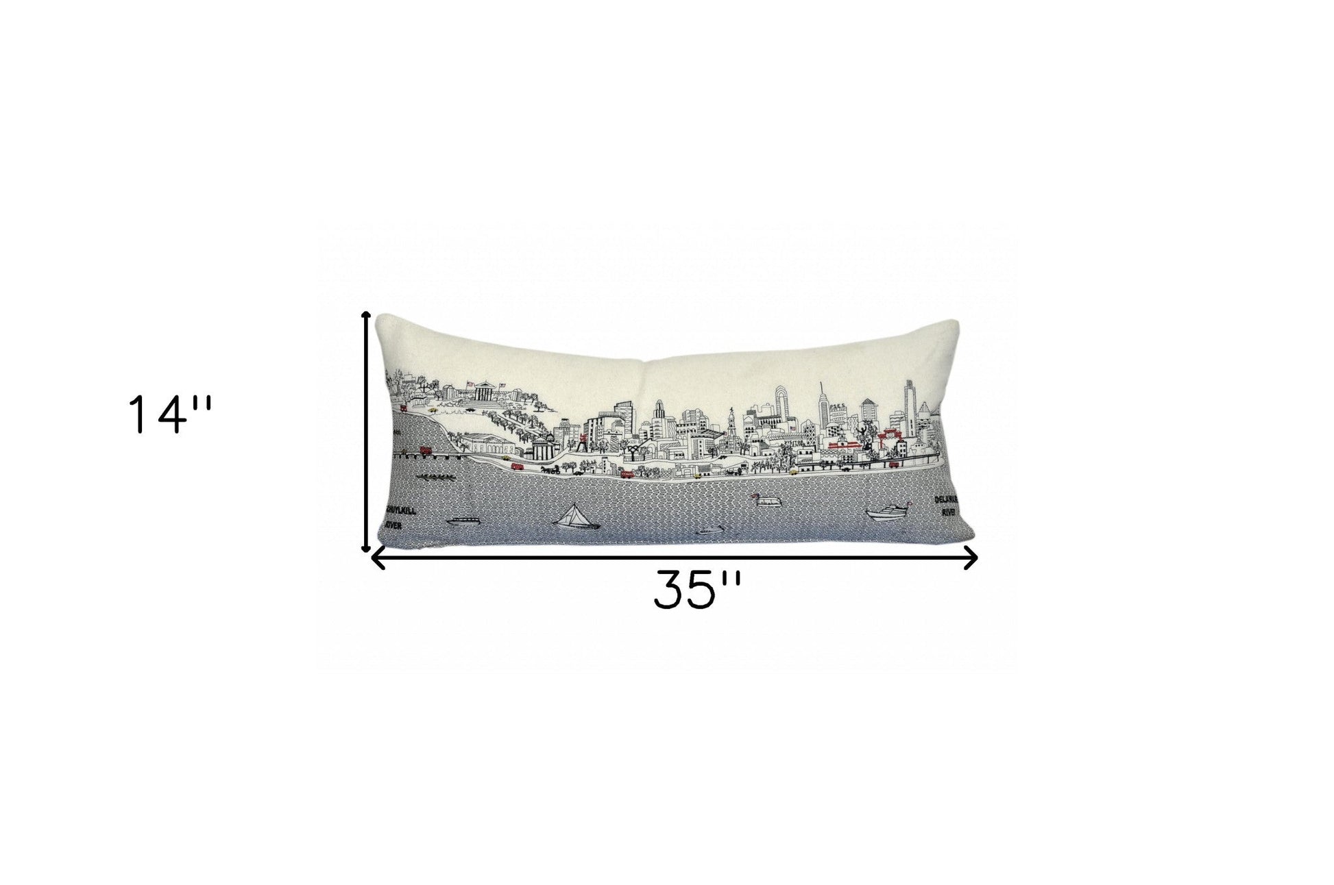 35" White Philadelphia Daylight Skyline Lumbar Decorative Pillow FurniFindUSA